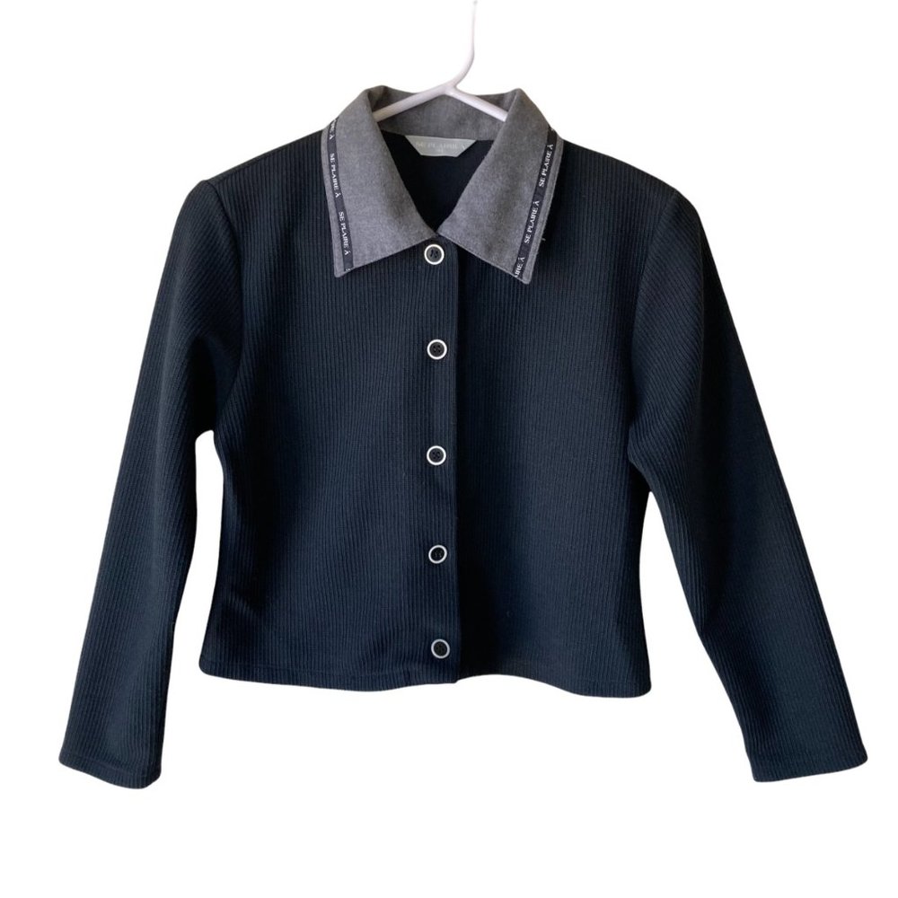 Y2K Style Ribbed Knit Cropped Button Up